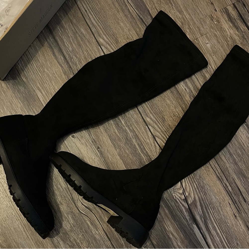 Michael Kors Black Over the Knee Boots Suede Stretch